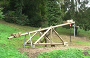 A childrens trebuchet beside the wall walk at Vianden A childrens trebuchet beside the wall walk at Vianden