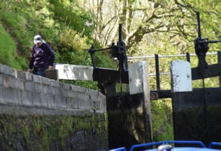 Caroline working the lock